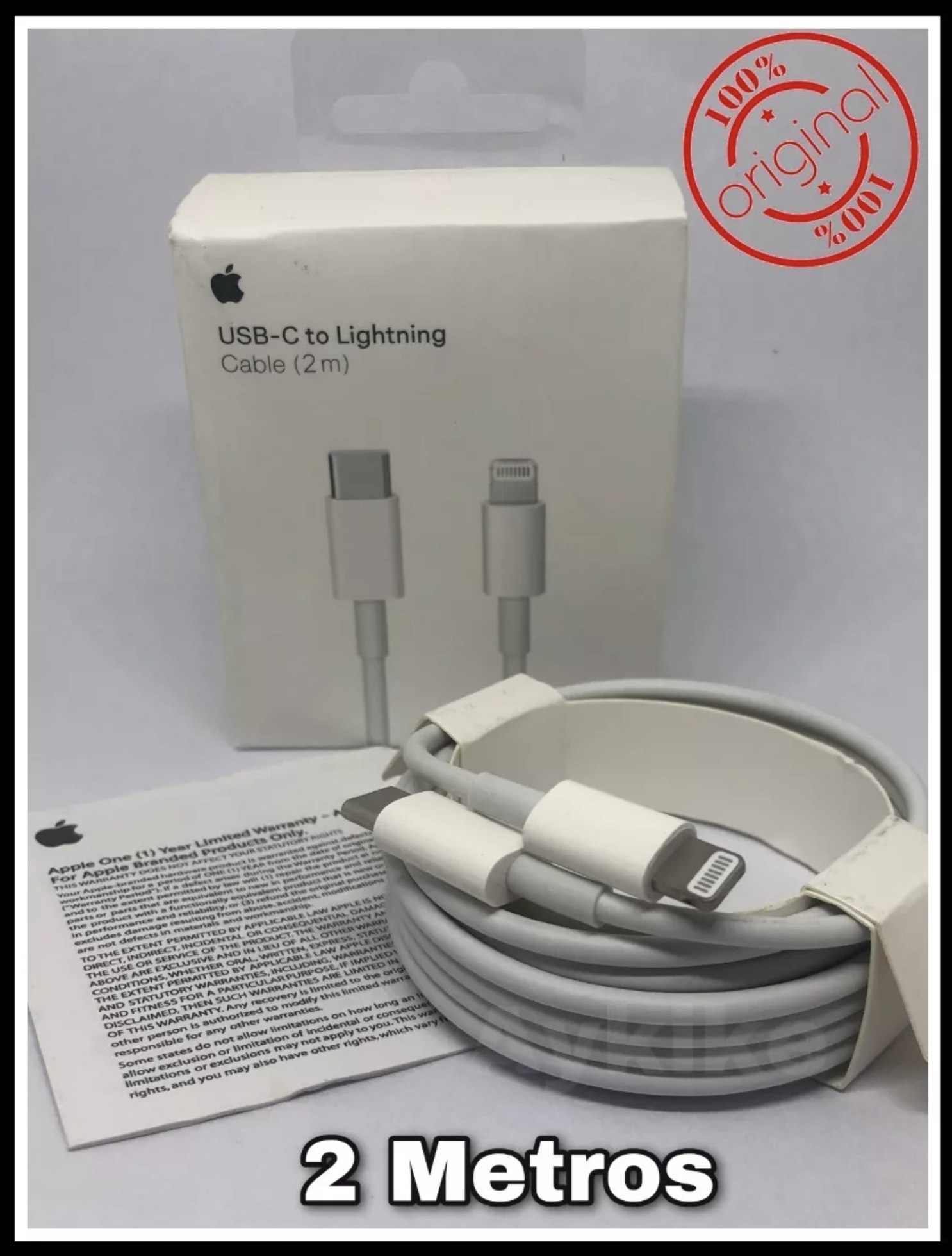 Cable USB-C a Lightning Original Apple (2 m) Carga Rápida iPhone